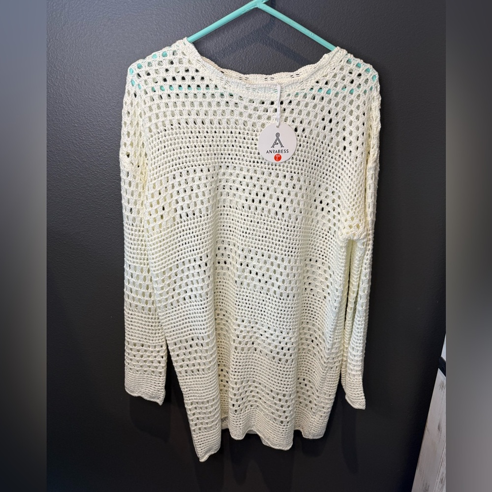 Cream Open-Knit Women's cover up